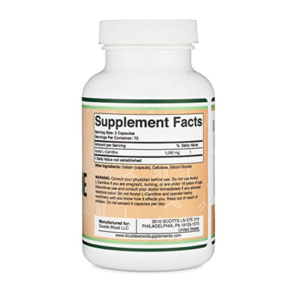 Acetyl L-Carnitine 1,000mg Per Serving, 150 Capsules (ALCAR for Brain Function Support - Maple Wellness Supplements