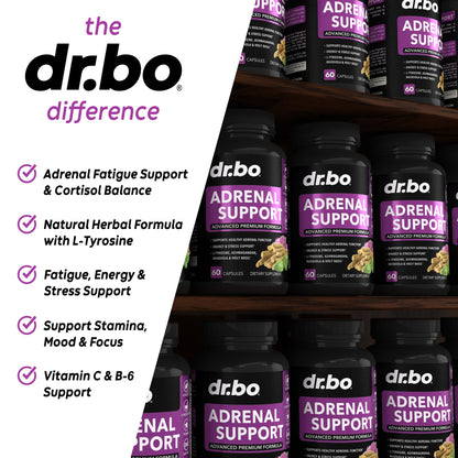 Adrenal Support Cortisol Manager Supplement - Adrenal Fatigue Supplements for Women & Men with Natural Adaptogen Ashwagandha Holy Basil Rhodiola L Tyrosine Complex Fatigue Cortisol Health - 60 Pills - Maple Wellness Supplements