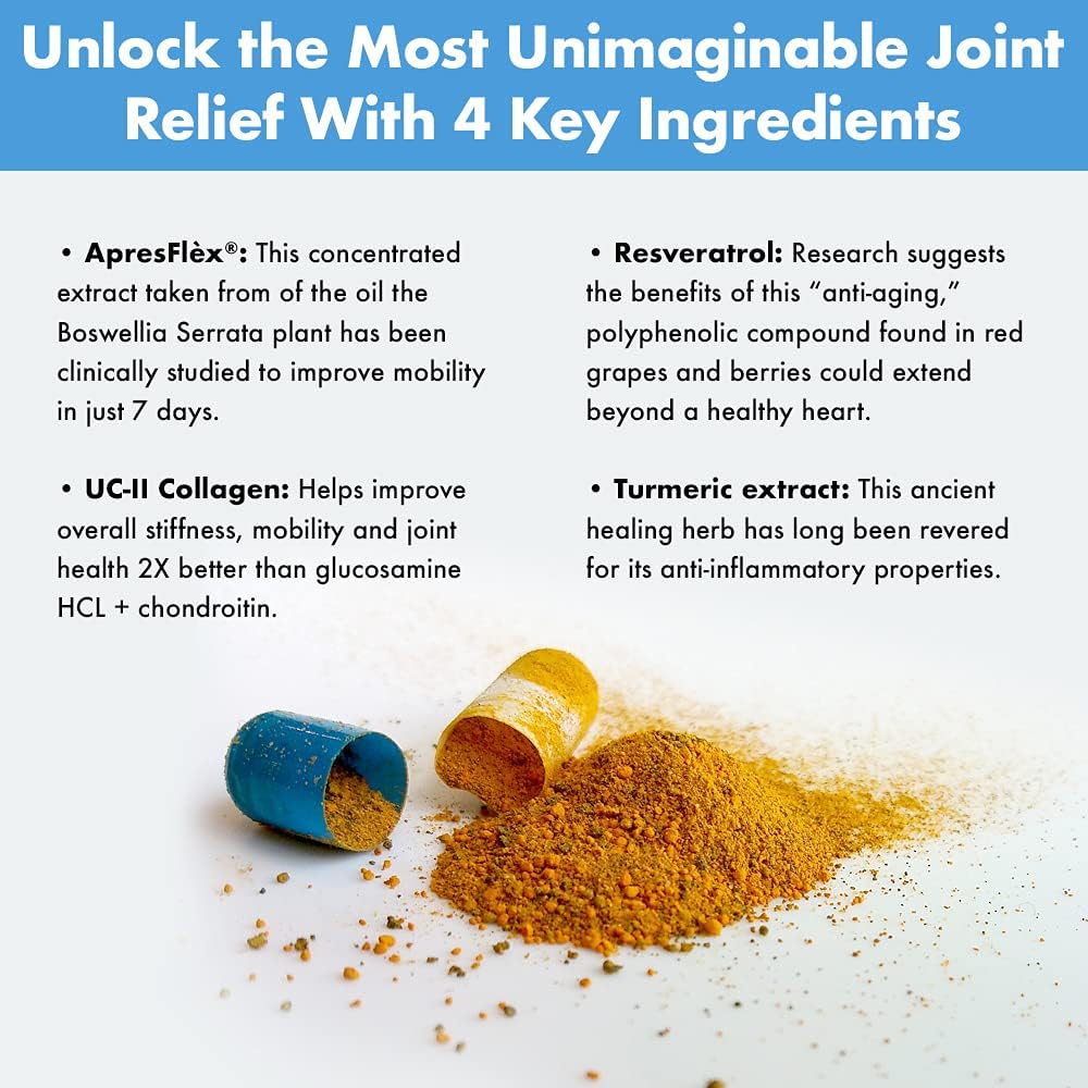 Advanced Joint Support Dietary Supplement with Turmeric, UC•II Collagen, Resveratrol - Maple Wellness Supplements