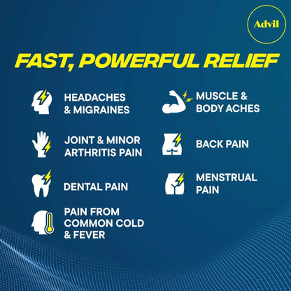 Advil Liqui-Gels Pain Reliever and Fever Reducer, Pain Medicine for Adults with Ibuprofen 200mg for Headache, Backache, Menstrual Pain and Joint Pain Relief - 180 Liquid Filled Capsules - Maple Wellness Supplements