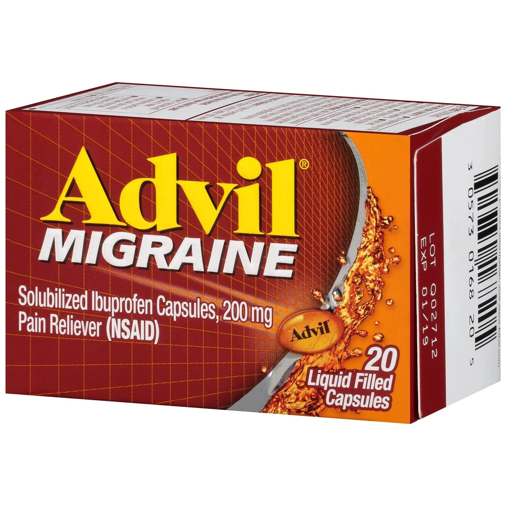 Advil Migraine Headache Relief, Ibuprofen Capsules with Ibuprofen 200mg for Migraine Relief, Nausea Relief and Light Sensitivity Relief - 20 Liquid Filled Capsules - Maple Wellness Supplements