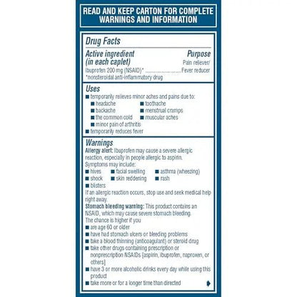 Advil Pain Reliever and Fever Reducer, Pain Relief Medicine with Ibuprofen 200mg for Headache, Backache, Menstrual Pain and Joint Pain Relief - 100 Coated Caplets - Maple Wellness Supplements