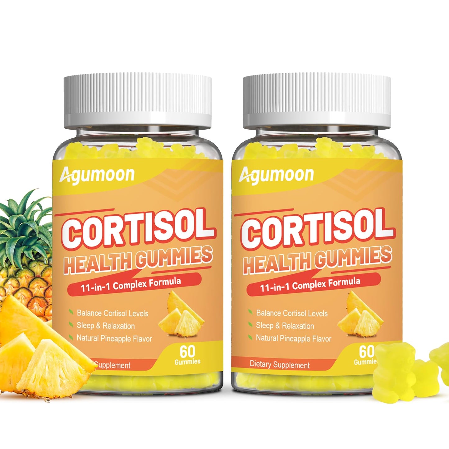 Agumoon Cortisol Gummies for Women, Cortisol Supplements with Ashwagandha, Magnesium, L-theanine, for Relaxation and Mood Support - 120 Gummies - Maple Wellness Supplements
