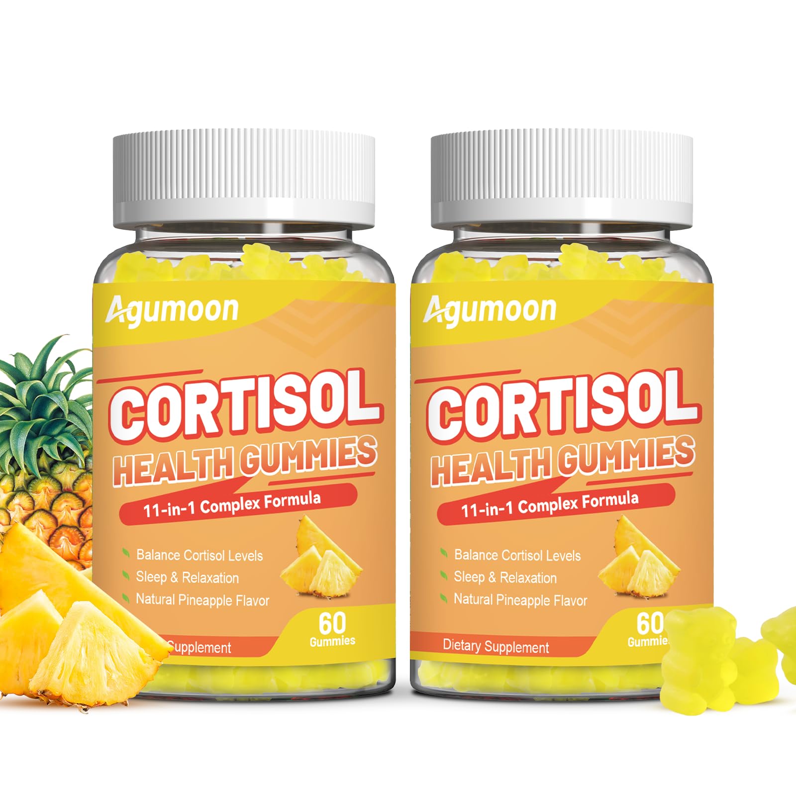 Agumoon Cortisol Gummies for Women, Cortisol Supplements with Ashwagandha, Magnesium, L-theanine, for Relaxation and Mood Support - 120 Gummies - Maple Wellness Supplements