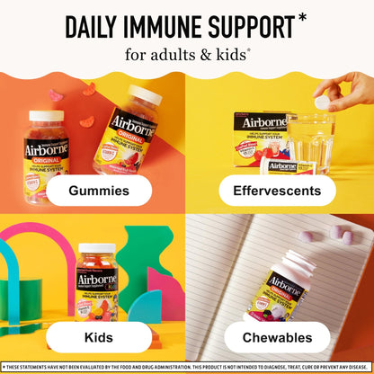 Airborne 750mg Vitamin C Gummies for Adults, Immune Support Gummies with Powerful Antioxidants VIT C & E, Caffeine Free - Maple Wellness Supplements