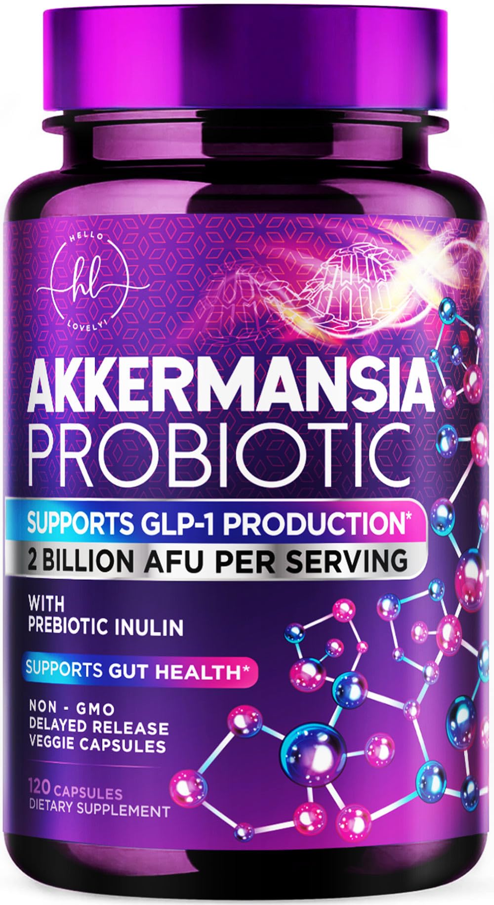 Akkermansia Probiotic - 2 Billion AFU per Serving - Best Strain for GLP-1 Production Support with Prebiotic Fiber for Natural Digestive & Gut Health - Maple Wellness Supplements