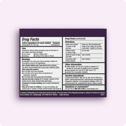 Allegra Adult 24-Hour Allergy Relief Gelcaps, Non-Drowsy Indoor and Outdoor Allergy Medicine, 180 mg Fexofenadine HCI Antihistamine Pill, 60 Count Plus 1 Count Travel Pack - Maple Wellness Supplements