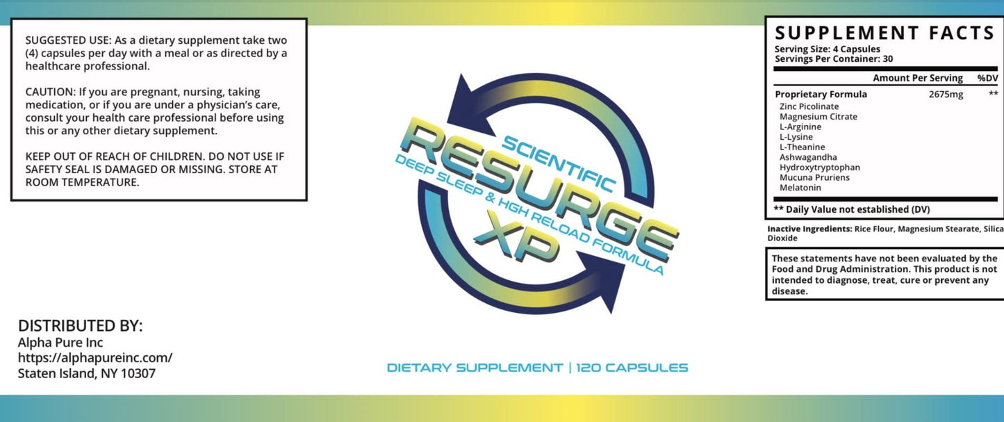 Alpha Pure Scientific Resurge XP Deep Sleep Support Formula 120 Capsules - Maple Wellness Supplements