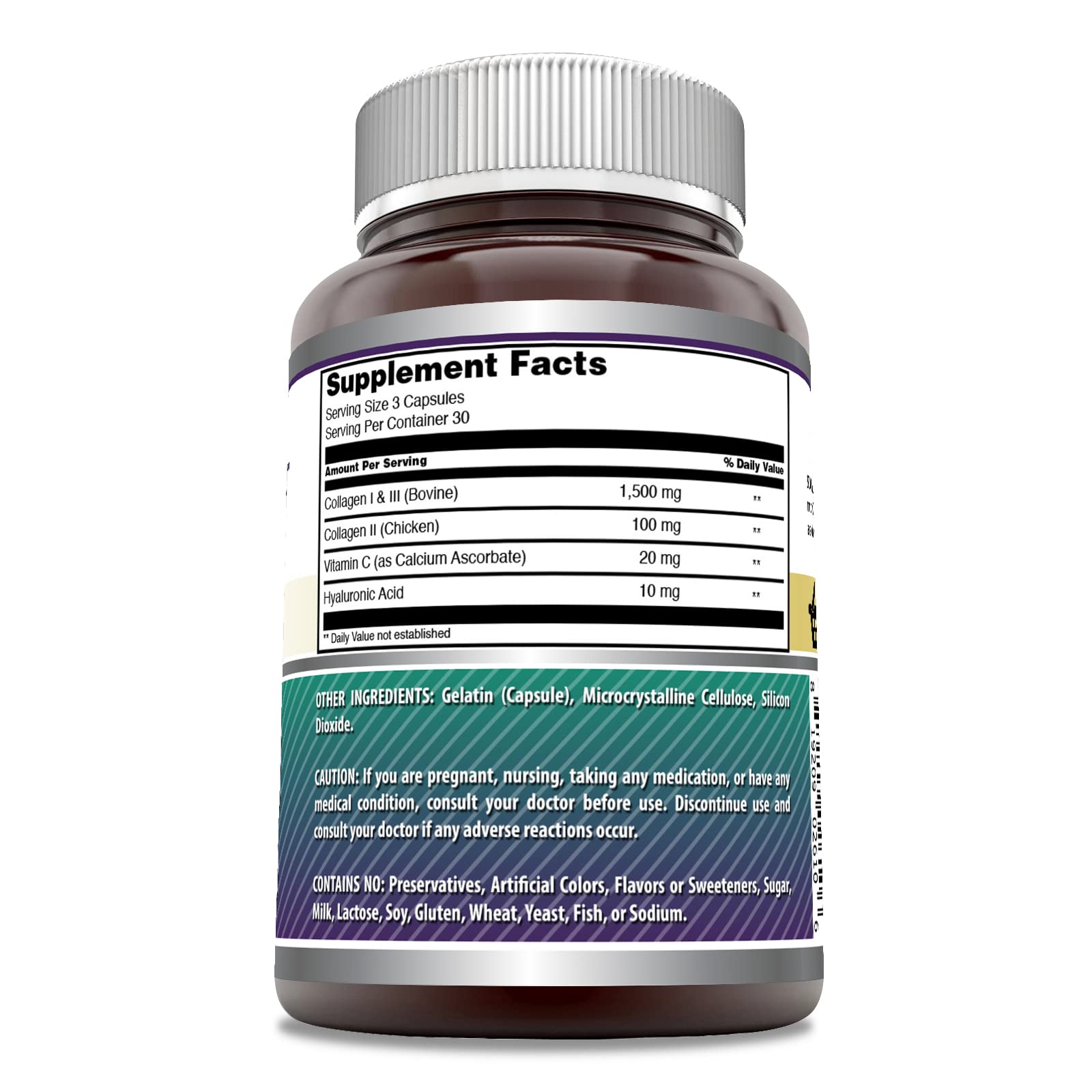 Amazing Formulas Advanced Collagen Supplement | Collagen Type I, II & III with Vitamin C & Hyaluronic | 1600 Mg Per Serving | 90 Capsules | Non-GMO | Gluten-Free | Made in USA - Maple Wellness Supplements