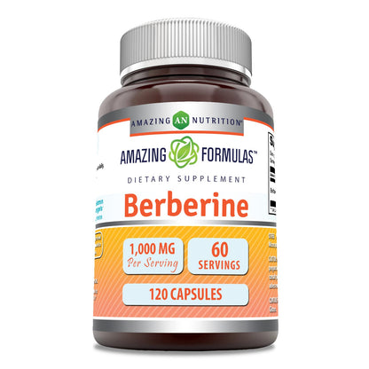 Amazing Formulas Berberine 1000mg Per Serving 120 Capsules Supplement | Non GMO - Maple Wellness Supplements