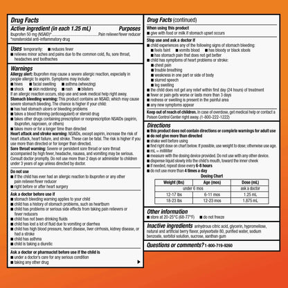 Amazon Basic Care Infants' Ibuprofen Oral Suspension, Pain Reliever and Fever Reducer, 50 mg/1.25 mL, Berry Flavor Concentrated Drops, Dye-Free, 1 fl oz (Pack of 1) - Maple Wellness Supplements