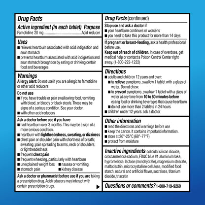 Amazon Basic Care Maximum Strength Famotidine 20mg Tablets, Acid Reducer, Prevents & Relieves Heartburn, Acid Indigestion, Cool Mint, 100 Count - Maple Wellness Supplements