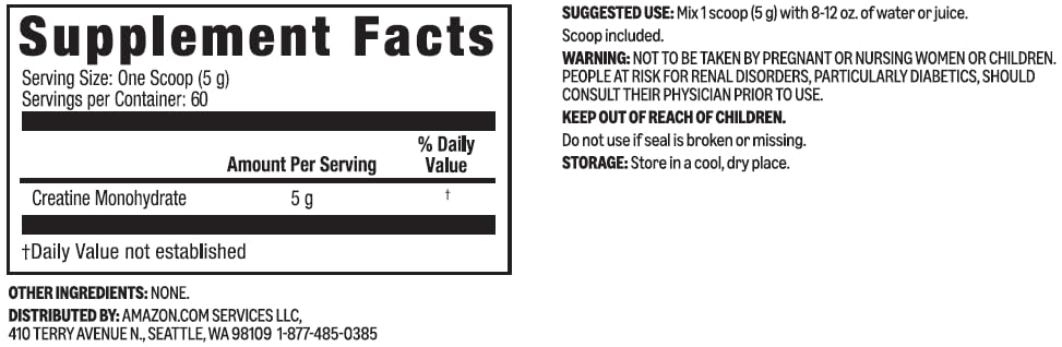 Amazon Basics Creatine Monohydrate Powder, 10.58 oz, 60 Servings - Maple Wellness Supplements