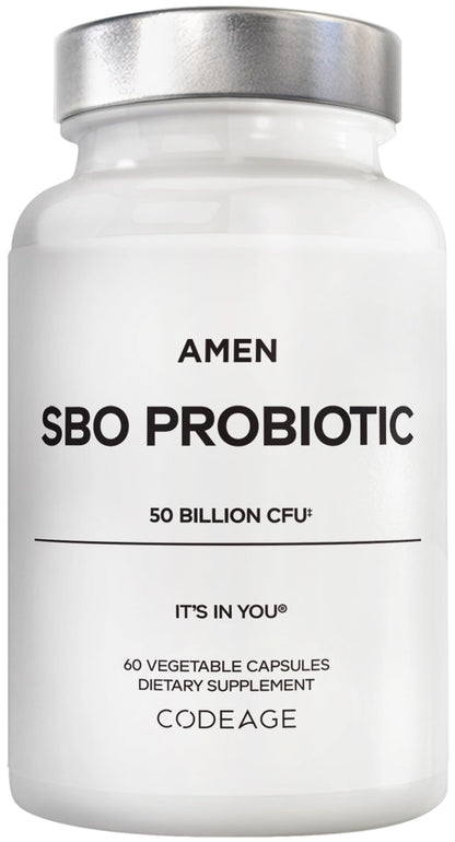 Amen Probiotics Supplement, SBO Probiotic and Organic Prebiotics, 50 Billion CFUs, Shelf Stable, No Refrigeration Required, Flora Daily Probiotic Formula for Women & Men - Maple Wellness Supplements