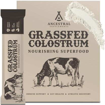 Ancestral Supplements Grass Fed Beef Bovine Colostrum Powder Packets, Immune Support - Maple Wellness Supplements