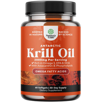 Antarctic Krill Oil 2000mg Softgels Per Serving - Omega 3 Krill Oil Supplement - Maple Wellness Supplements