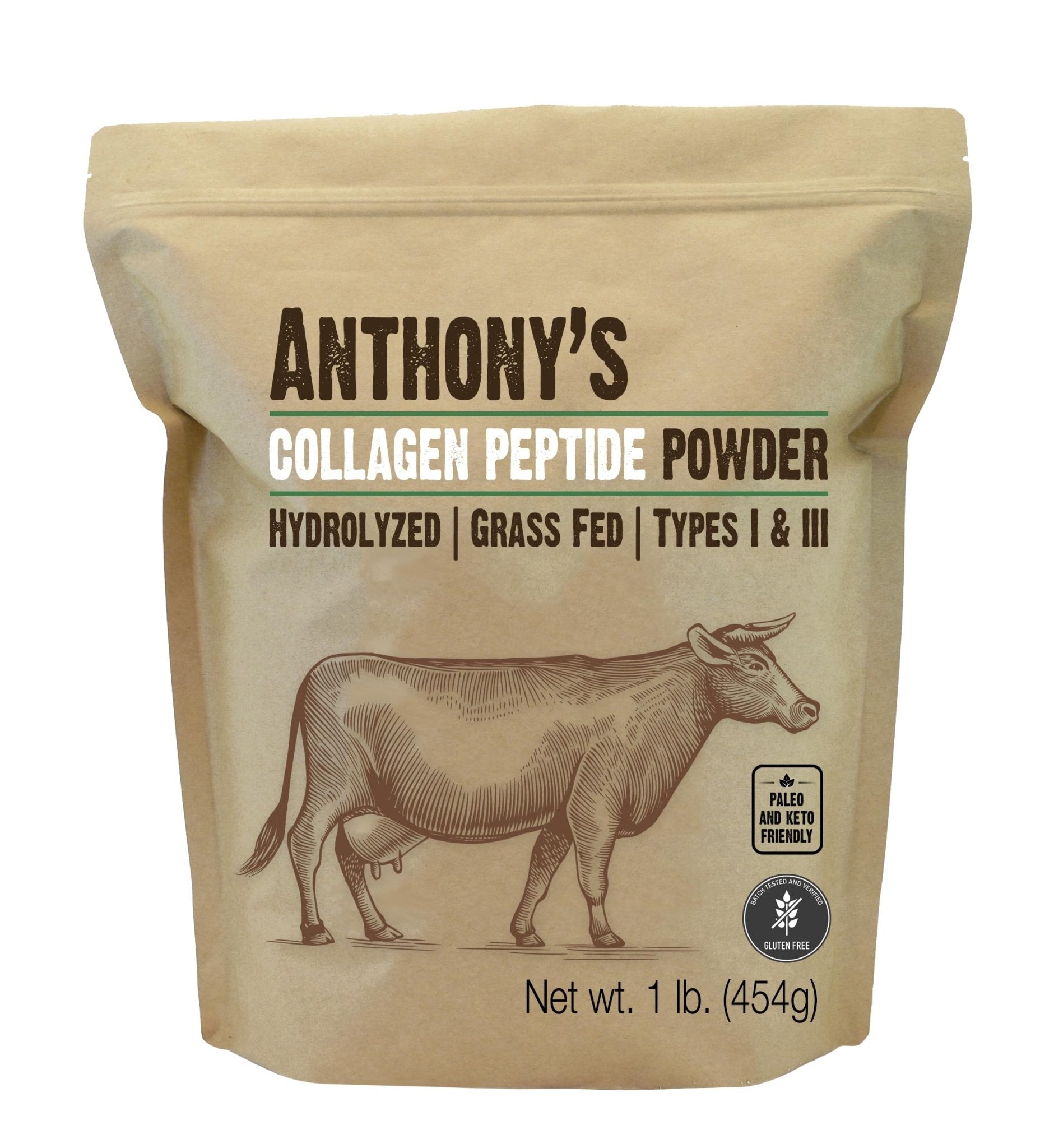Anthony's Collagen Peptide Powder, 1 lb, Pure Hydrolyzed, Gluten Free, Keto and Paleo Friendly, Grass Fed - Maple Wellness Supplements