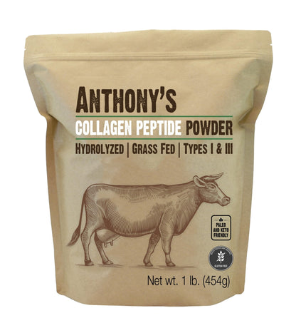 Anthony's Collagen Peptide Powder, 1 lb, Pure Hydrolyzed, Gluten Free, Keto and Paleo Friendly, Grass Fed - Maple Wellness Supplements