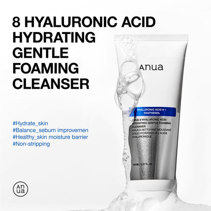 Anua Hydrating Gentle Foaming Cleanser, Hyaluronic Acid, Glycerin, Zinc, Panthenol, Korean Face Wash for Dry Skin - Maple Wellness Supplements