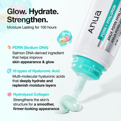 Anua PDRN Hyaluronic Acid 100 Moisturizing Cream, Lightweight, Non-Greasy Hydrating Face Moisturizer with Salmon DNA - Maple Wellness Supplements