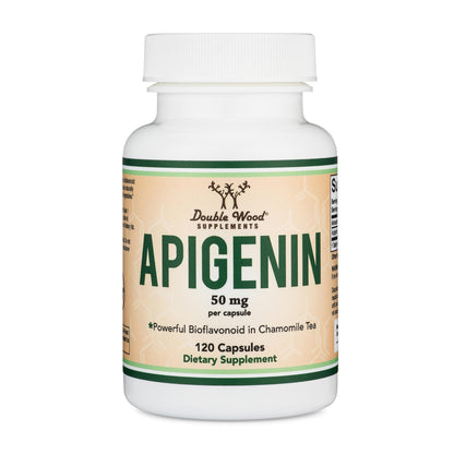 Apigenin Supplement - 50mg per Capsule, 120 Count (Powerful Bioflavonoid Found in Chamomile Tea for Relaxation, Sleep, and Mood) Senolytic - Maple Wellness Supplements
