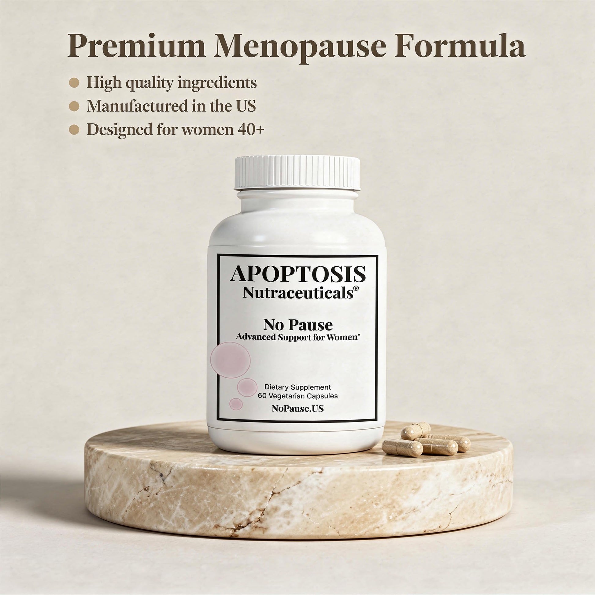 Apoptosis Menopause Supplement for Women – Supports Hot Flash Relief, Mood Balance, Energy & Vitality – with L-Arginine – 60 Capsules – Made in USA - Maple Wellness Supplements
