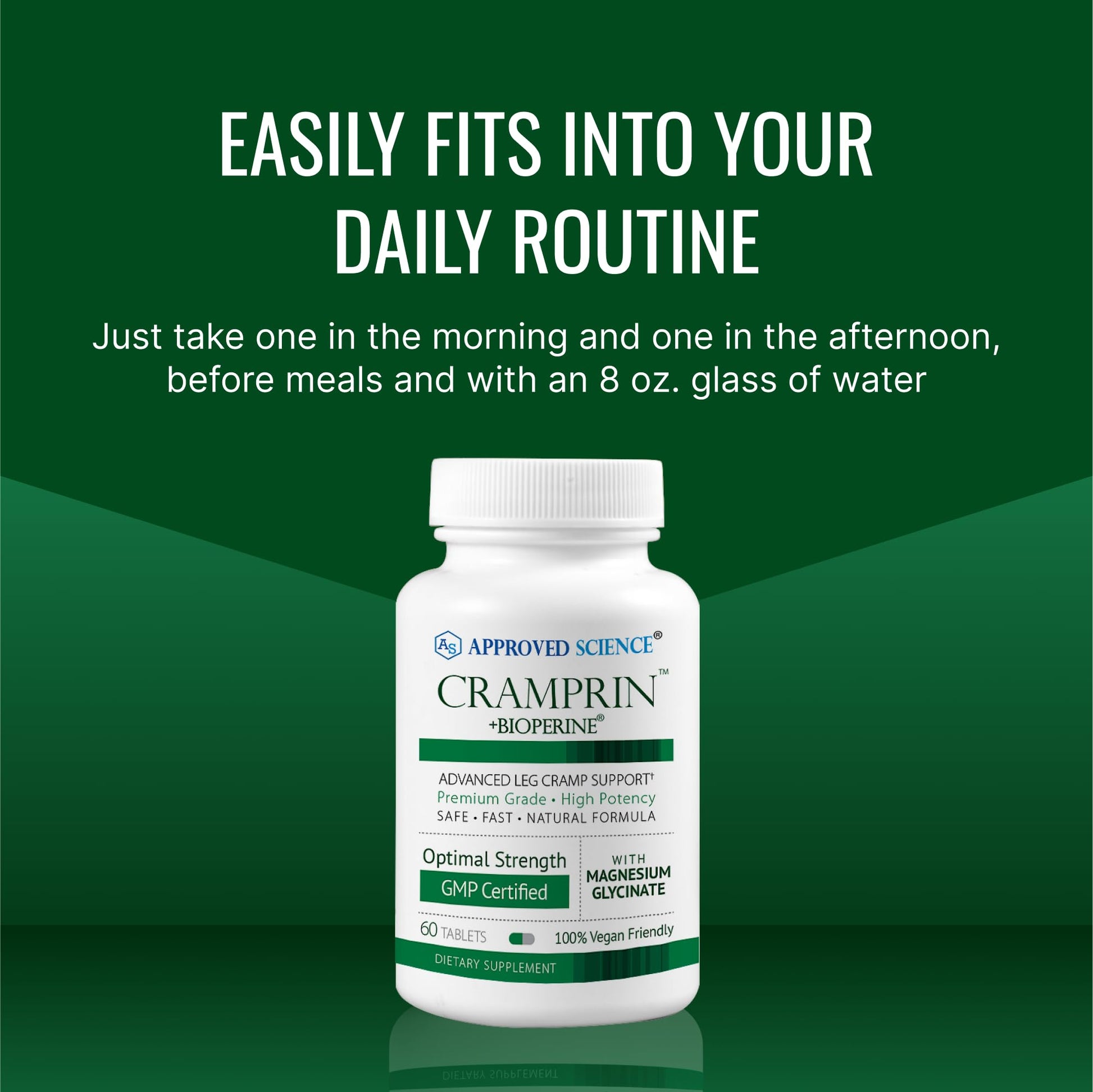 Approved Science Cramprin - High Absorption Magnesium, Vitamin B Complex, BioPerine - Muscle Cramps - 6 Month Supply - 2 Bottles - Vegan - Maple Wellness Supplements