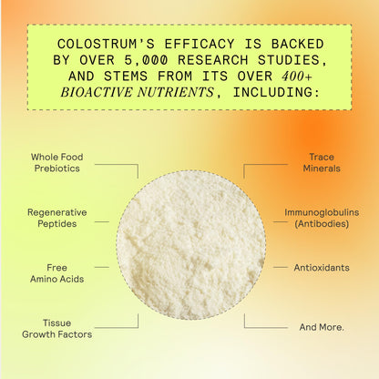 ARMRA Colostrum™ Premium Powder, Grass Fed, Gut Health Bloating Immunity Skin & Hair, Contains 400+ Bioactive Nutrients, Potent Bioavailable, Keto, Gluten & Fat Free (Unflavored 30｜Blood Orange 90) - Maple Wellness Supplements