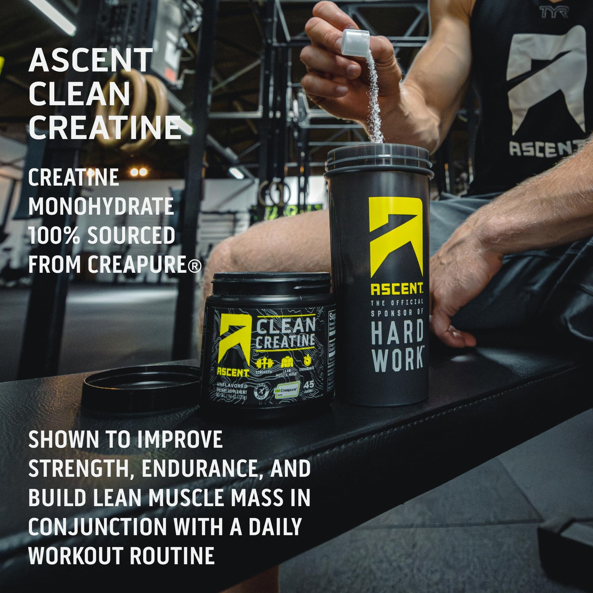 Ascent Clean Creatine Monohydrate Powder - 5G Per Serving, Creapure Creatine Supple - Maple Wellness Supplements