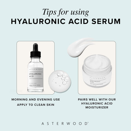 Asterwood Hyaluronic Acid Serum for Face - Plumping, Anti-Aging, Hydrating - Fragrance-Free - 1 Fl Oz - Maple Wellness Supplements