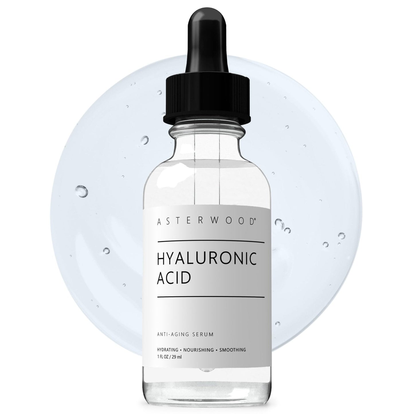 Asterwood Hyaluronic Acid Serum for Face - Plumping, Anti-Aging, Hydrating - Fragrance-Free - 1 Fl Oz - Maple Wellness Supplements
