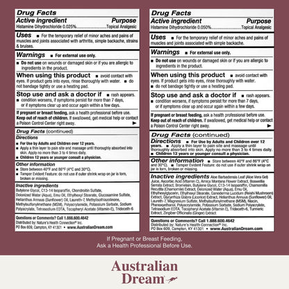 Australian Dream Arthritis Pain Relief Cream & Back Pain Cream - Soothing, Non-Greasy Pain Relief Creams - Topical Arthritis Pain Relief Good for Muscle Aches, Joint Pain, or Back Pain - 4 oz Bundle - Maple Wellness Supplements