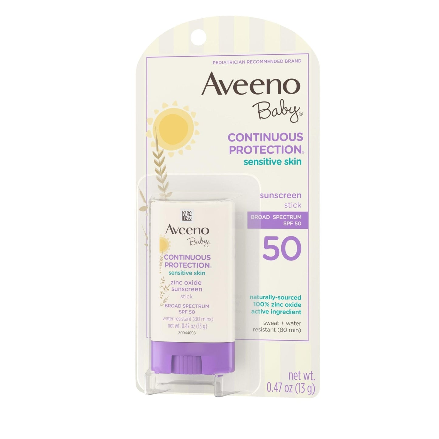 Aveeno Baby Continuous Protection Mineral Sunscreen Stick for Sensitive Skin with Broad Spectrum SPF 50 Protection for Face & Body - Maple Wellness Supplements