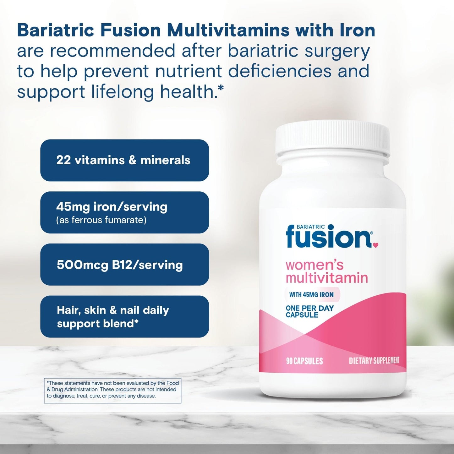 Bariatric Fusion One Per Day Bariatric Multivitamin with Iron for Women | with Hair and Nails Vitamin Blend | Gastric Bypass - Maple Wellness Supplements