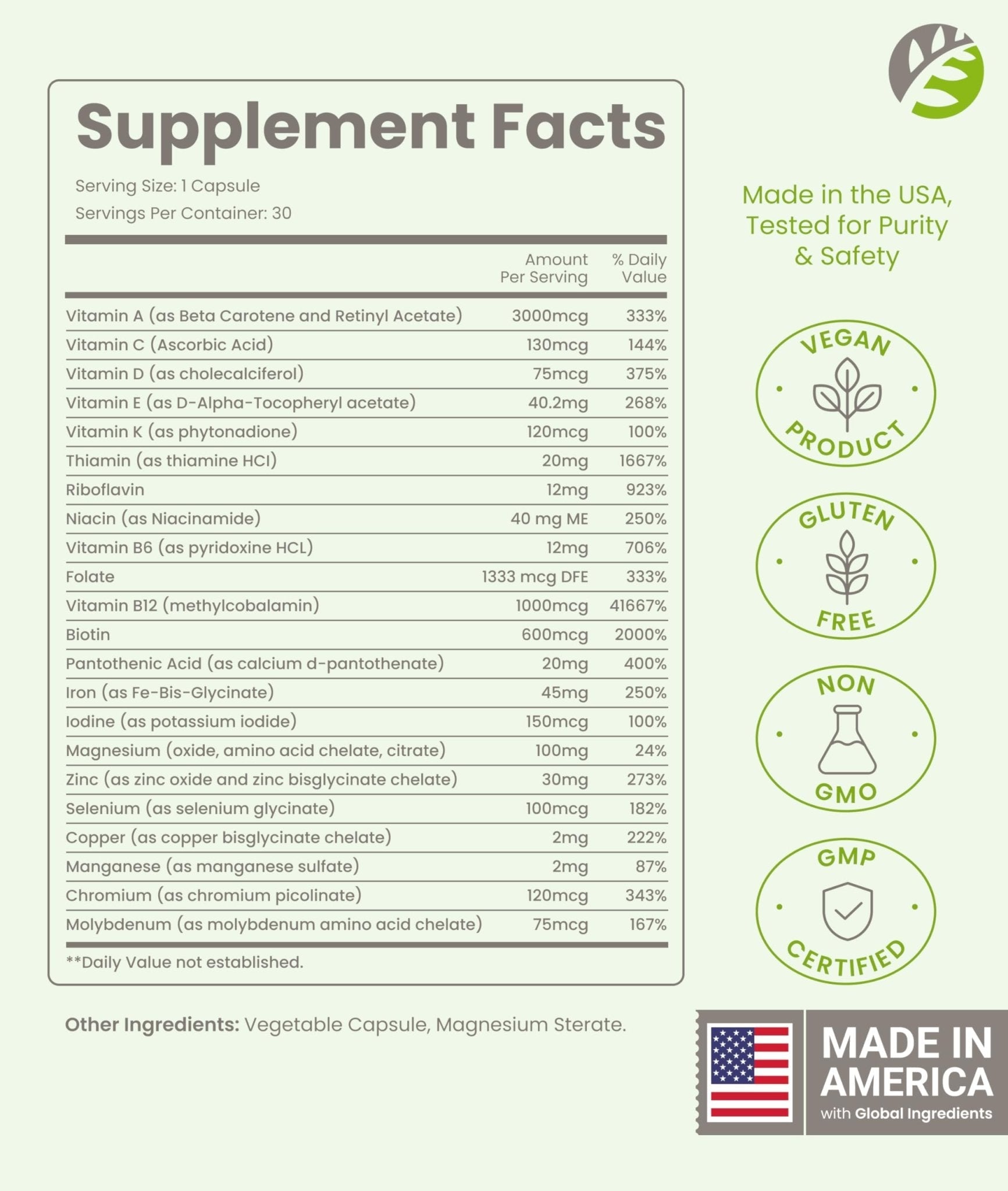 BariSlim Advanced Once Daily Bariatric Multivitamin Capsule - 45 mg of Iron - Bariatric Vitamin for Post Bariatric Surgery Including Gastric Bypass and Gastric Sleeve | 30 Day Supply - Maple Wellness Supplements