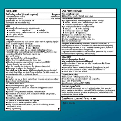 Basic Care Ibuprofen Liquid Gels, 160 Count - Maple Wellness Supplements