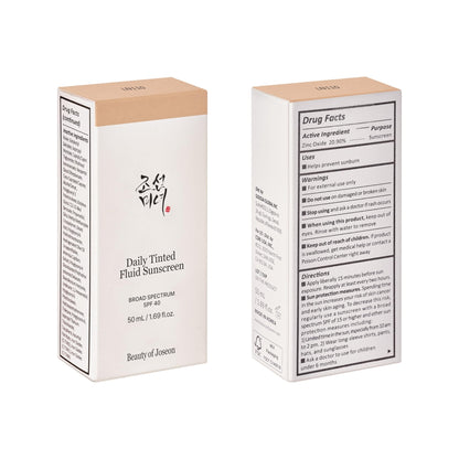 Beauty of Joseon Daily Tinted Fluid Sunscreen 12 Shades for Face Moisturizing Broad Spectrum SPF 40 Korean Skincare 50ml, 1.69 fl.oz LN110 - Maple Wellness Supplements
