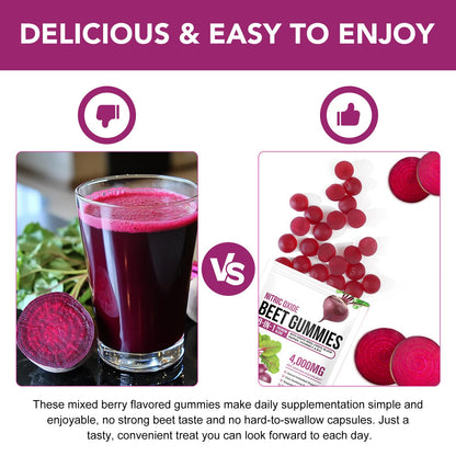 Beet Root Gummies Enriched with 200mg CoQ10 & Beet Root Extract for Blood Pressure, Heart Health Support, Energy Level Suport, Promoting Nitric Oxide - Maple Wellness Supplements