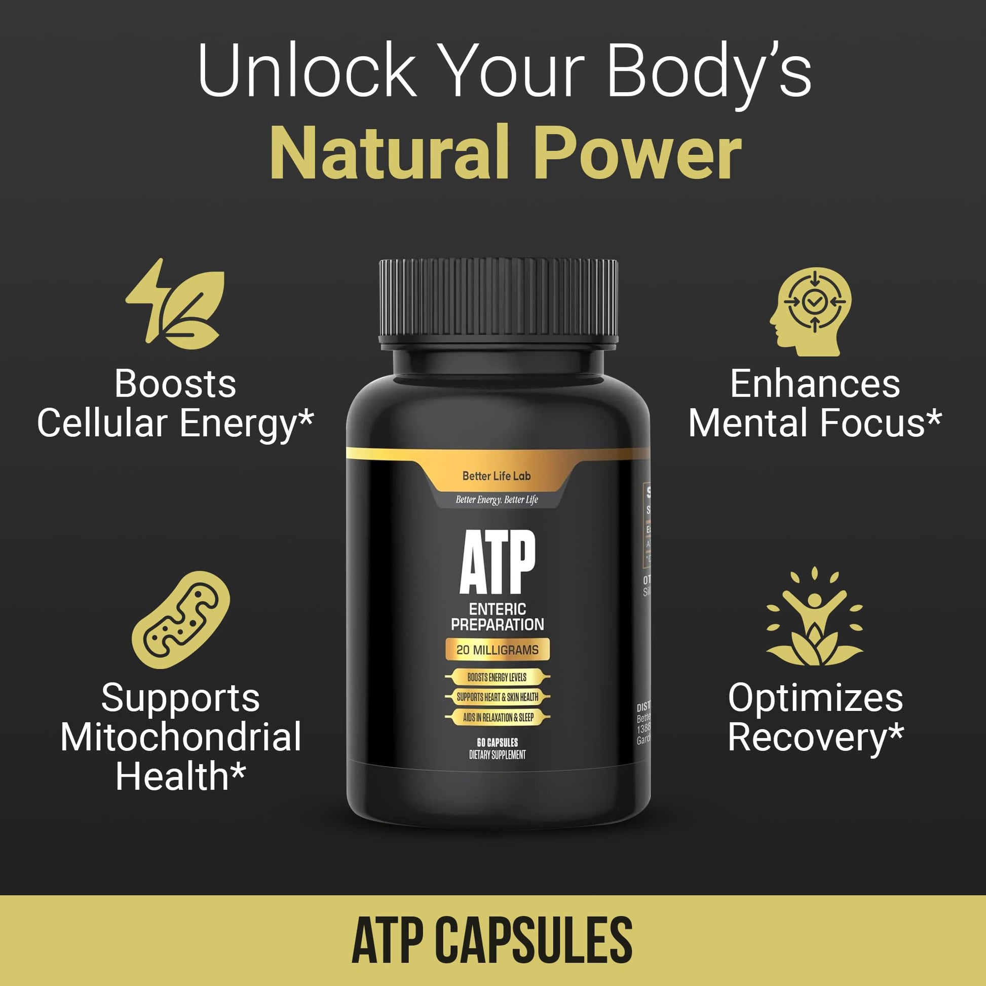 BETTER LIFE LAB ATP Supplement – Supports Cellular Energy Production, Mitochondrial Function & Active Lifestyles - Maple Wellness Supplements