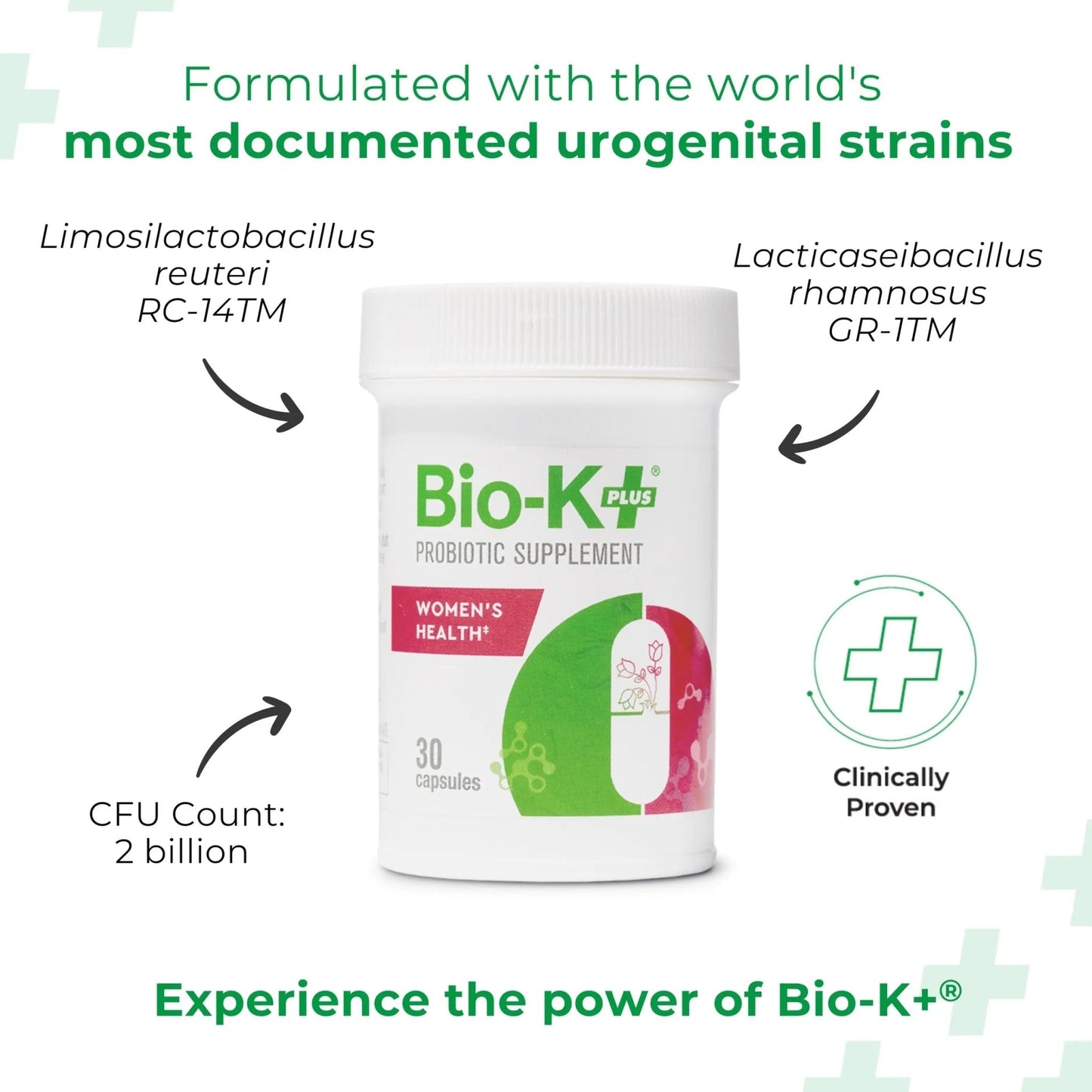 Bio-K+ Probiotic for Women support for Vaginal & Urinary Tract Health, Probiotic Supplement with 2 Billion CFU 2 Strains, Vegan, Shelf-Stable – 30 Capsules - Maple Wellness Supplements
