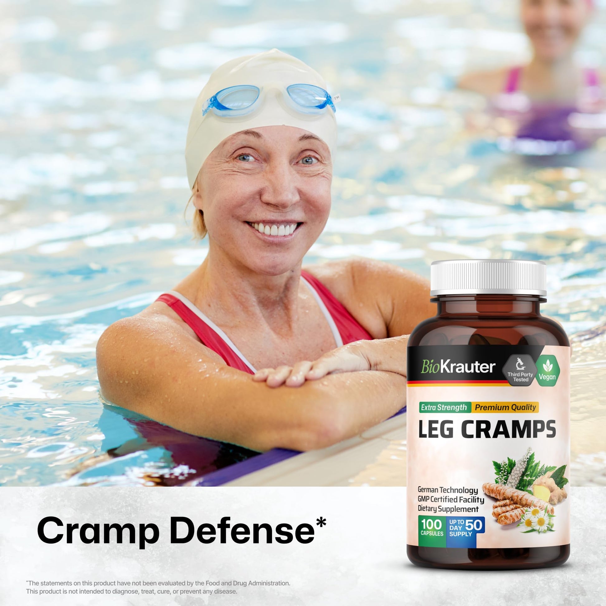 BIO KRAUTER® Magnesium Glycinate for Leg Сramps & Relax - 5-in-1 Formula Magnesium Glycinate 400mg with Turmeric, Black Cohosh, Ginger, Chamomile 1200 mg 100 Caps - No Fillers, Non-GMO, 50-Day Supply - Maple Wellness Supplements