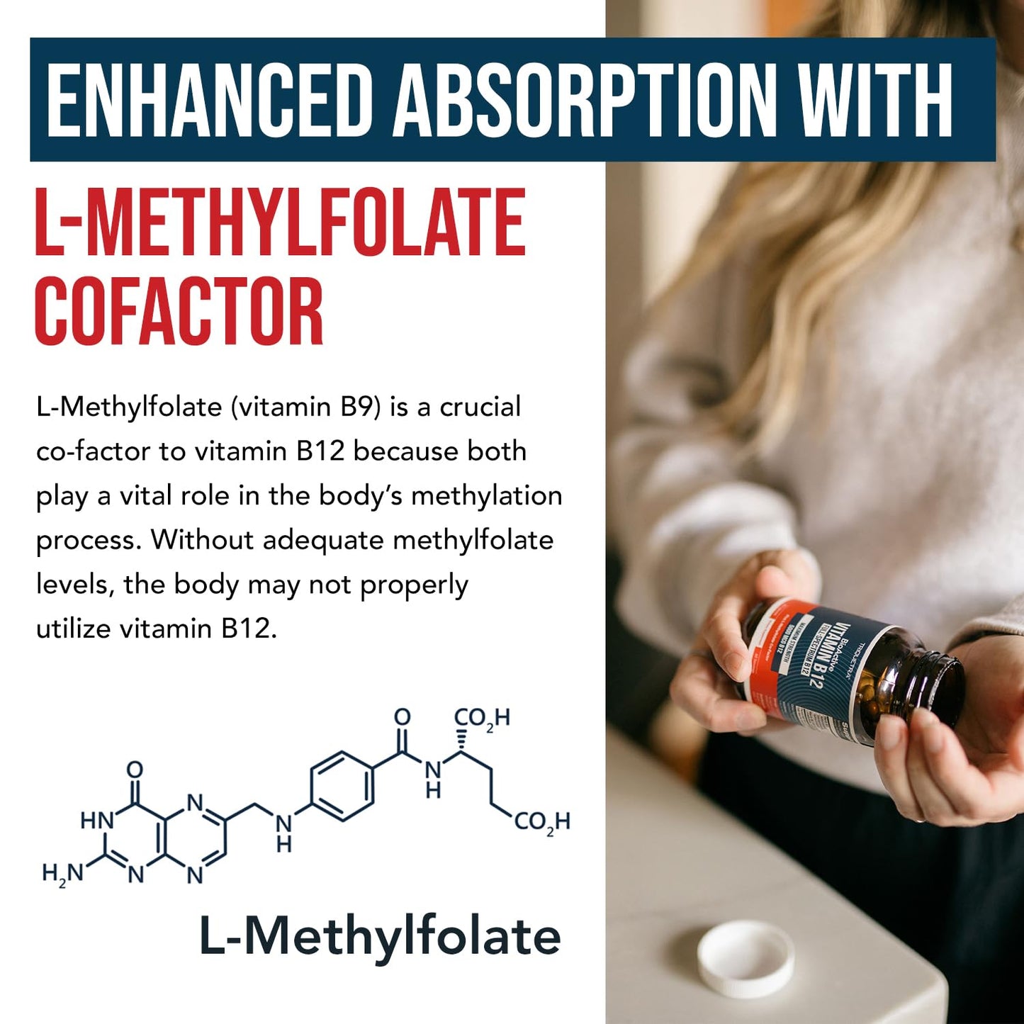 BioActive Vitamin B12 - 5000 mcg, Contains 3 BioActive Forms B12 Plus Methylfolate Cofactor - Methyl B12, Adenosyl B12 & Hydroxy B12 | Supports Energy - Maple Wellness Supplements