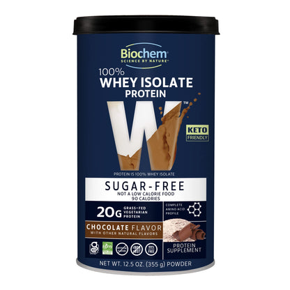 Biochem 100% Whey Sugar-Free Chocolate 20g, 12.5oz, Certified Vegetarian, Certified Glut - Maple Wellness Supplements