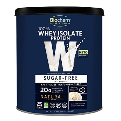 Biochem 100% Whey Sugar-Free Natural 20g, 24.6oz, Certified Vegetarian, Certified Gluten - Maple Wellness Supplements