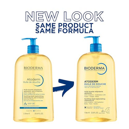 Bioderma Atoderm Shower Oil, Cleansing Oil For Face & Body, Nourishing Cleansing Oil For Dry to Atopic Sensitive Skin - Maple Wellness Supplements