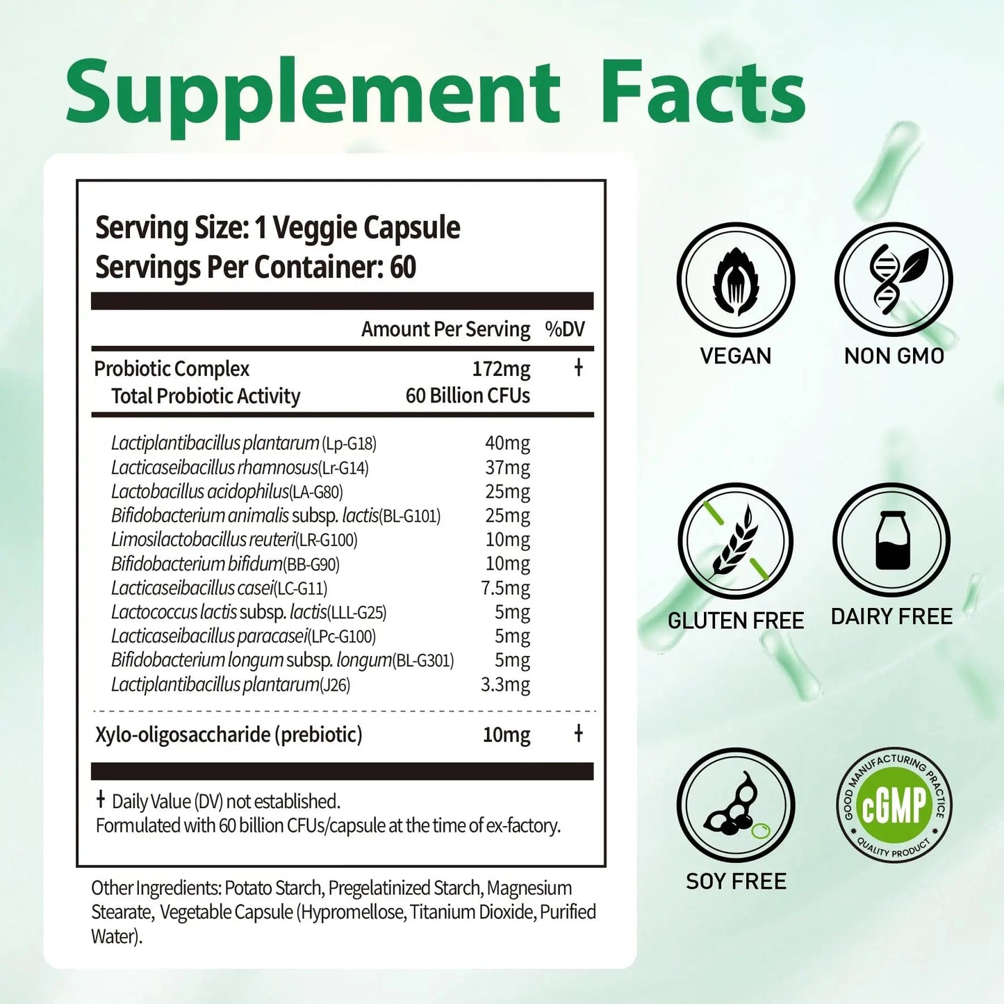 BioJhchang Probiotics Supplements 60 Billion CFUs 11 Diverse Strains Natural Prebiotics for Immune, Digestive Gut Health Supports Occasional Constipation Diarrhea Gas Bloating for Women & Men - Maple Wellness Supplements