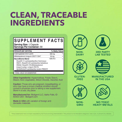 BIOLIGENT Tribiotic+ Prebiotic, Probiotic and Postbiotic Supplement for Women & Men, Gut Health, Immune Support, Bloating Relief, Daily Microbiome and Digestive Support, 30 Capsules, 30 Day Supply - Maple Wellness Supplements