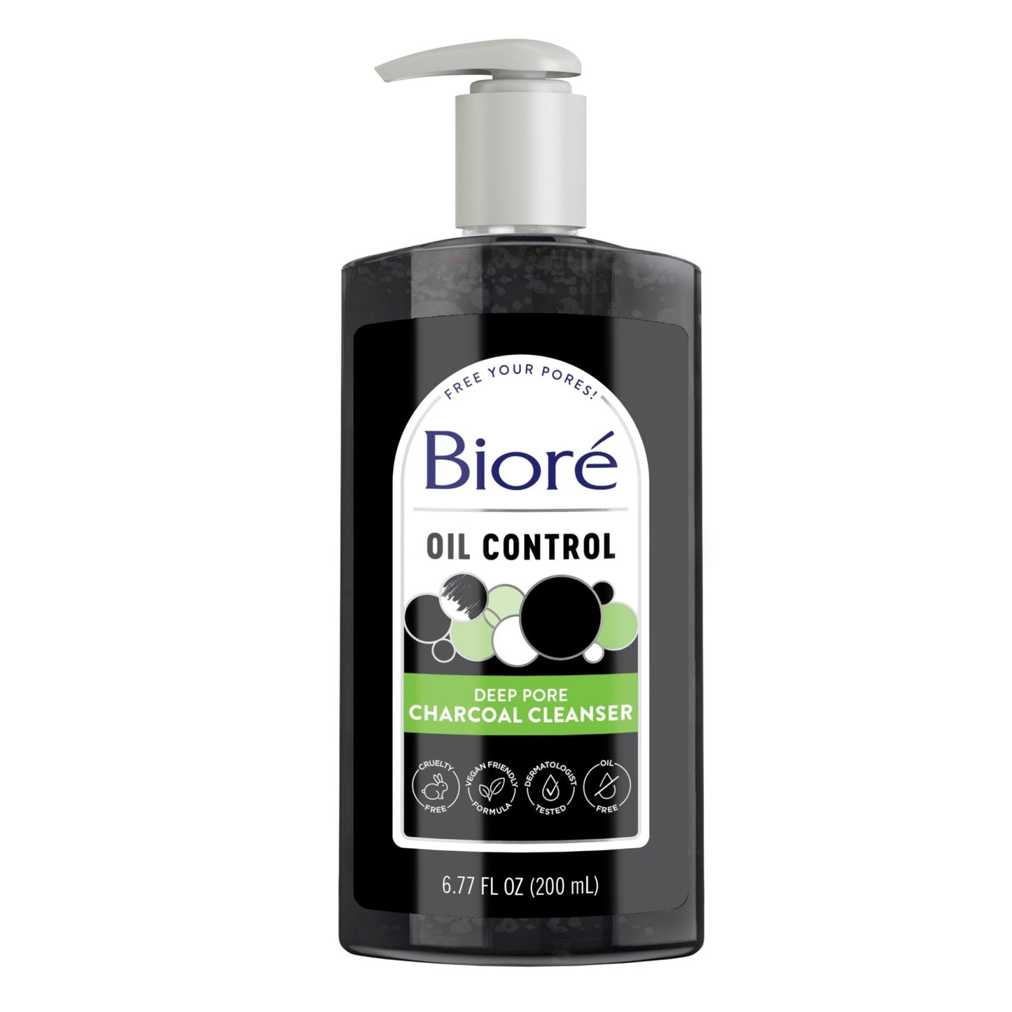 Biore Deep Pore Charcoal Face Wash, Daily Facial Cleanser for Dirt & Makeup Removal, for Oily Skin, 6.77 Oz - Maple Wellness Supplements
