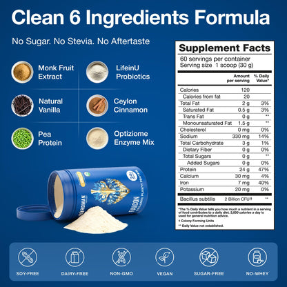 BIRDMAN Falcon Organic Vegan Protein Powder Vanilla, 24g Protein, Sugar Free, Probiotics, Low Carb, Keto Friendly, Dairy Free, Lactose Free, Non Whey - Maple Wellness Supplements