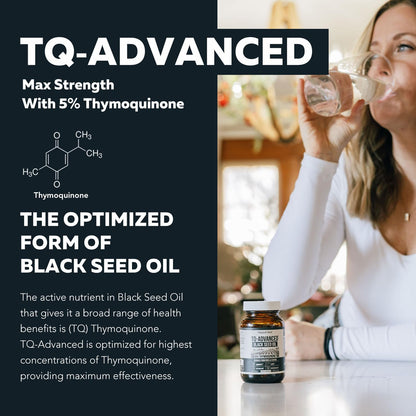 Black Seed Oil Softgels | 5% Thymoquinone - TQ-Advanced® | High Potency - 500 mg per Capsule - 15:1 Concentrate from Nigella Sativa Extract - Maple Wellness Supplements